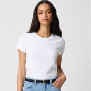 J.Crew Essential Short-Sleeve Crewneck Tee WMNS XS White Pullover Stretch Cotton